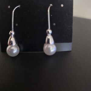 Elegant Silver and White Pearl Drop Earrings